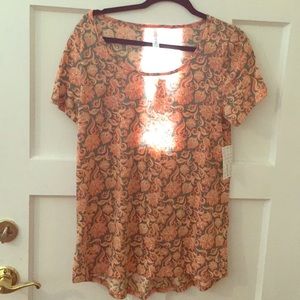 Lularoe classic t. Large peach and gray.